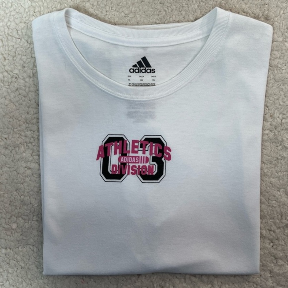 Adidas "Athletics Division" White Short Sleeve Tee Size: XL